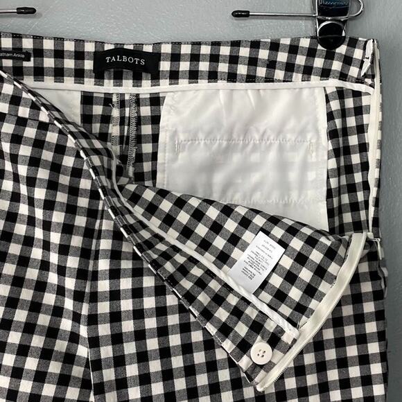Talbots Chatham Ankle Pants Size 12 Petite Black White Gingham Preppy Pin Up - Picture 6 of 14